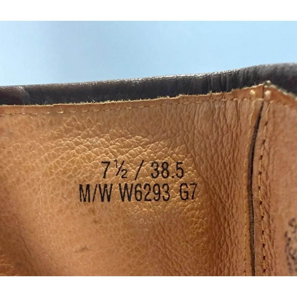 BORN BRAND LEATHER MID CALF ZIP UP/BUCKLE BROWN WOMENS BOOTSSZ 7.5